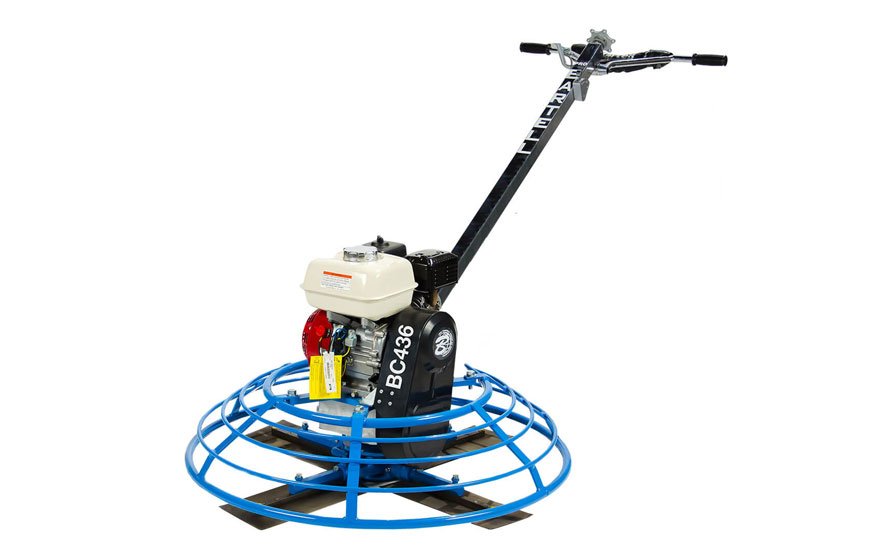 A vibrating screed machine with large float